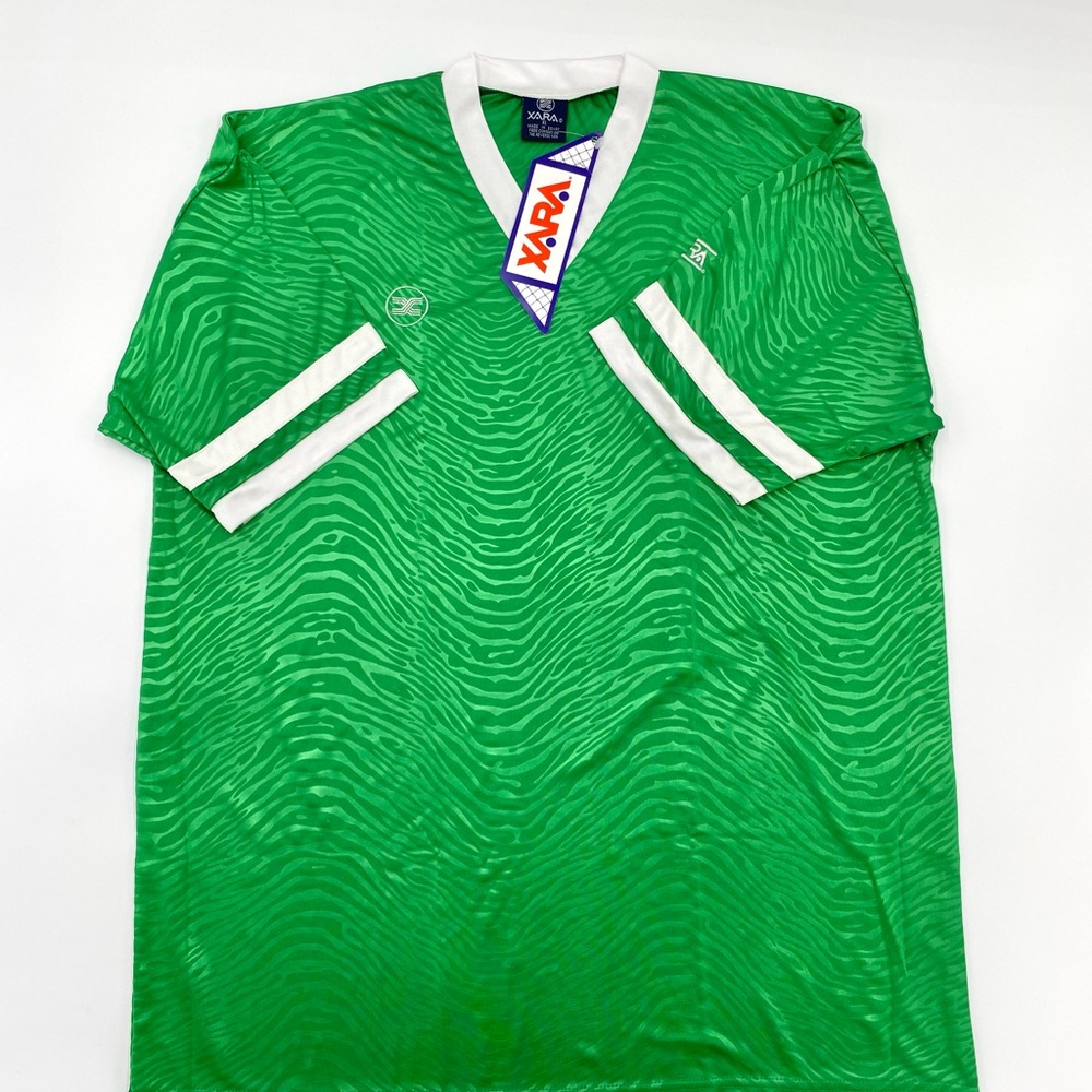 Xara Soccer Jersey T Shirt Mens XL Green White Made In Egypt.